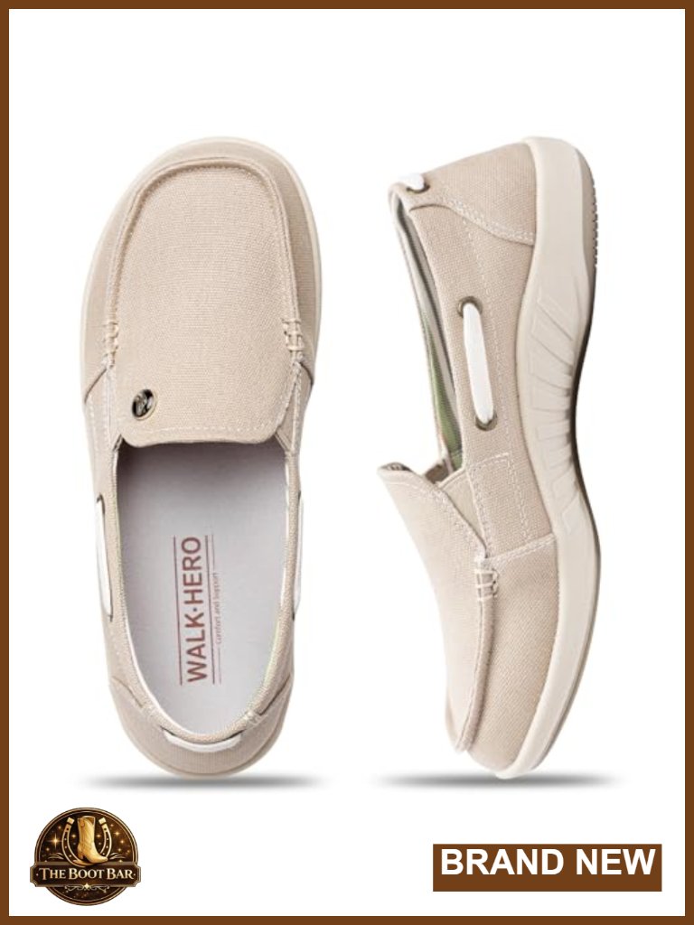 Canvas Arch Support Slip On Loafers For Women Plantar Fasciitis Walking Shoes